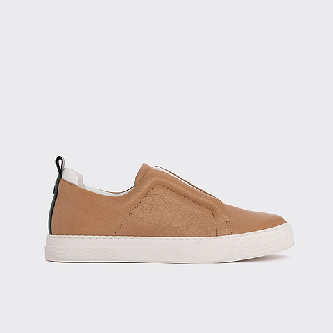Pierre Hardy BASKETS SLIDER, cuir de chèvre grainé camel et noir