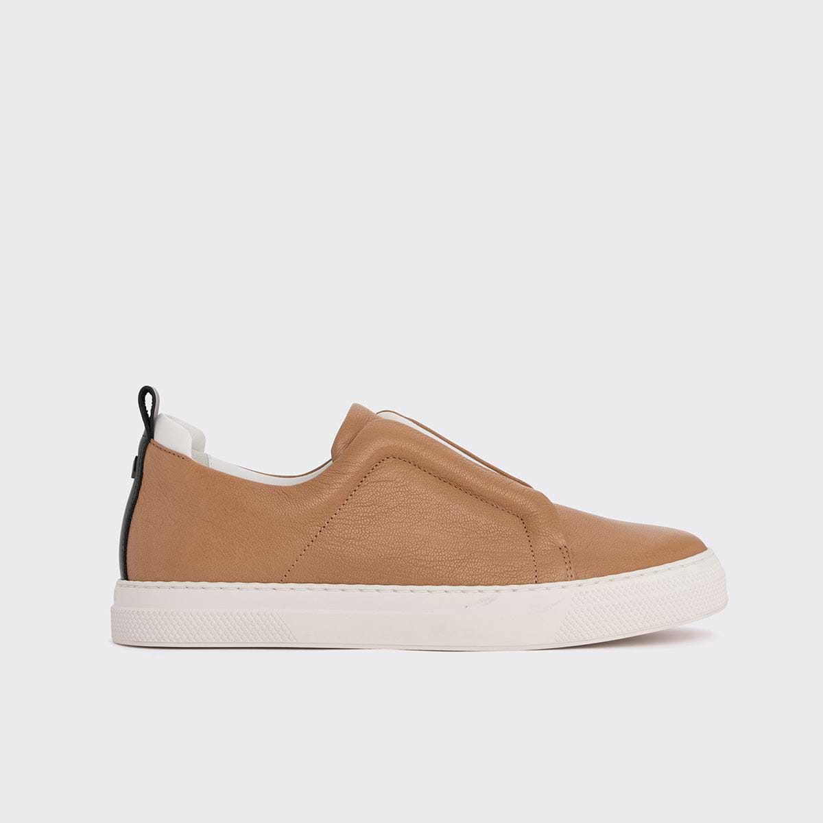 Pierre Hardy BASKETS SLIDER, cuir de chèvre grainé camel et noir