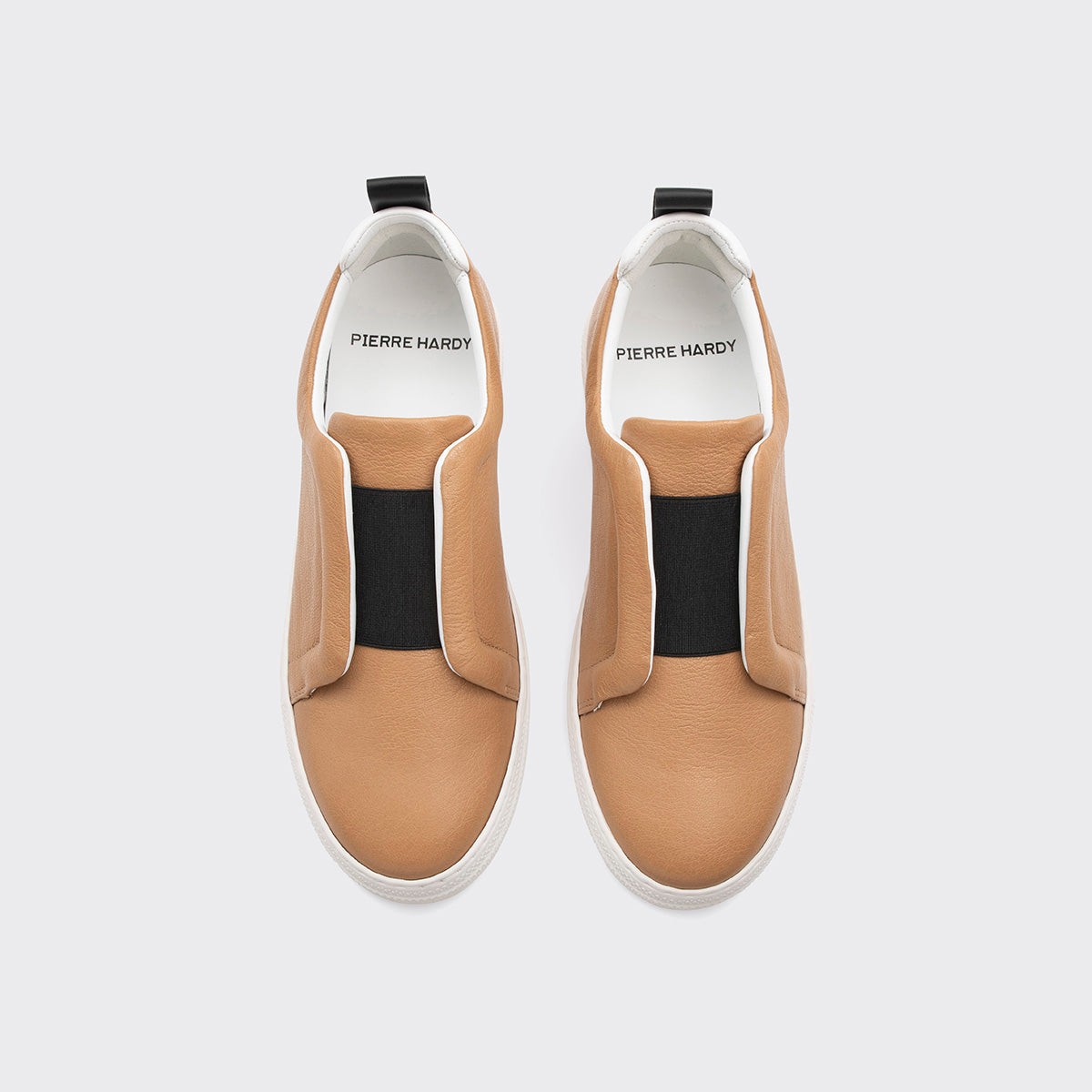 Pierre Hardy BASKETS SLIDER, cuir de chèvre grainé camel et noir, vue 3