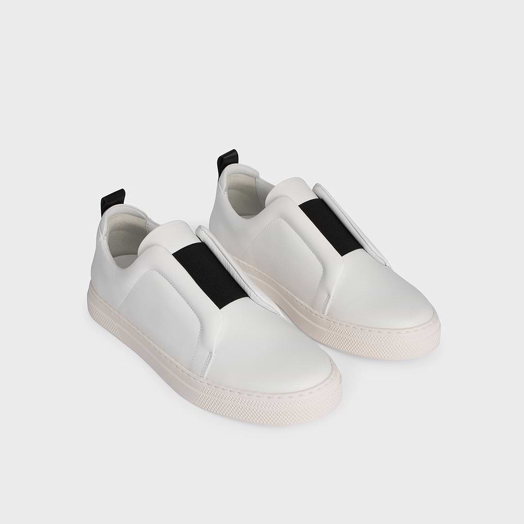 Pierre Hardy BASKETS SLIDER, cuir de veau blanc et noir, vue 5