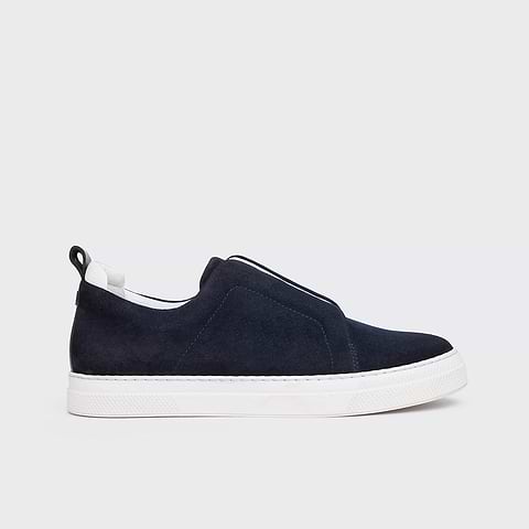 Pierre Hardy SLIDER SNEAKERS, cuir de veau velours bleu marine