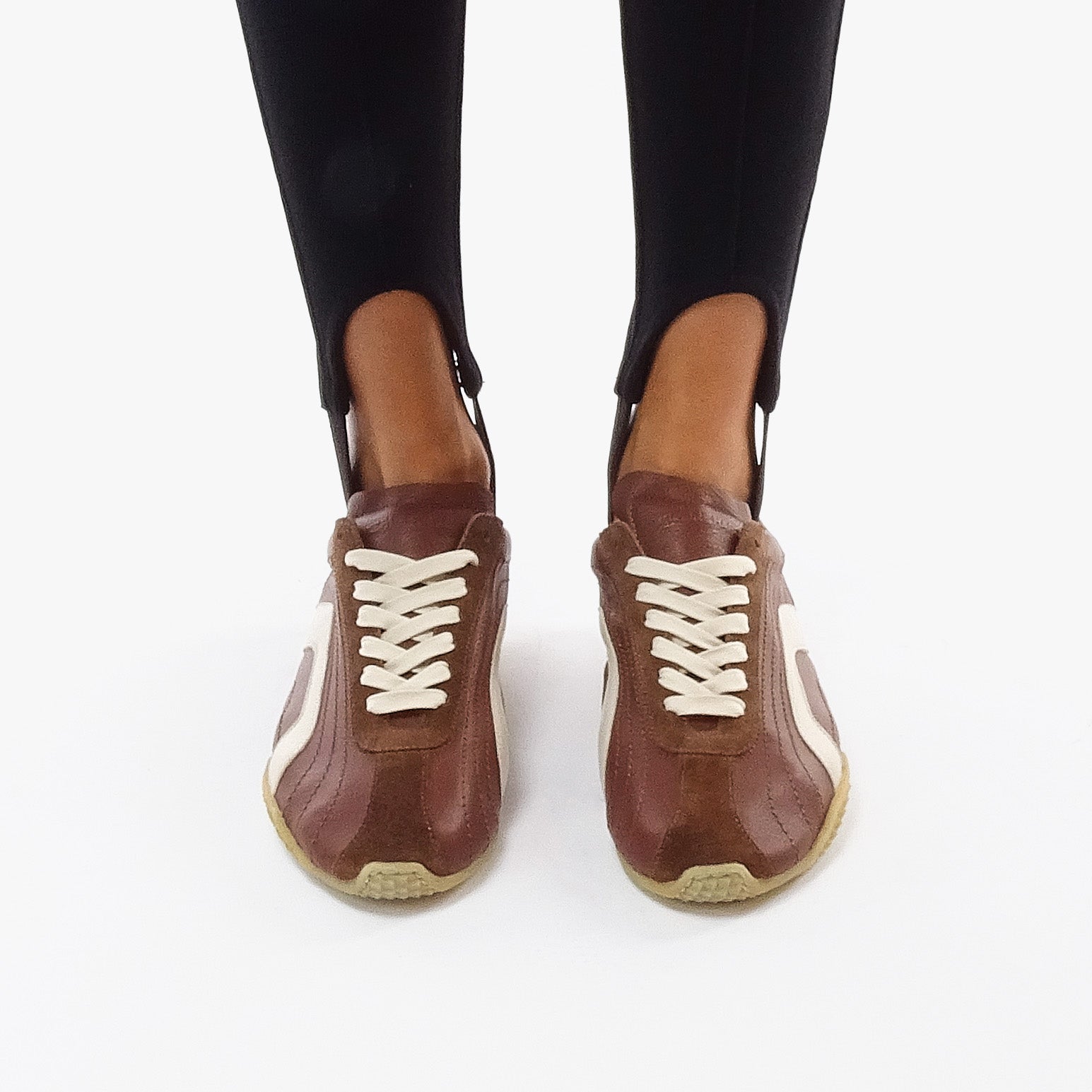 Pierre Hardy BASKETS JUMP, cuir de veau marron & blanc cassé et veau velours marron, vue 5