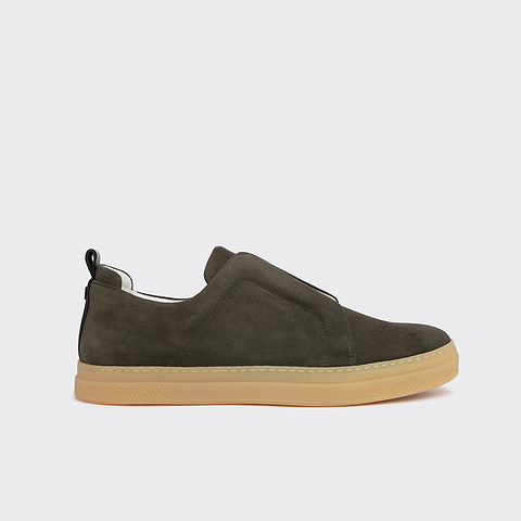 Pierre Hardy BASKETS SLIDER, cuir de veau velours kaki