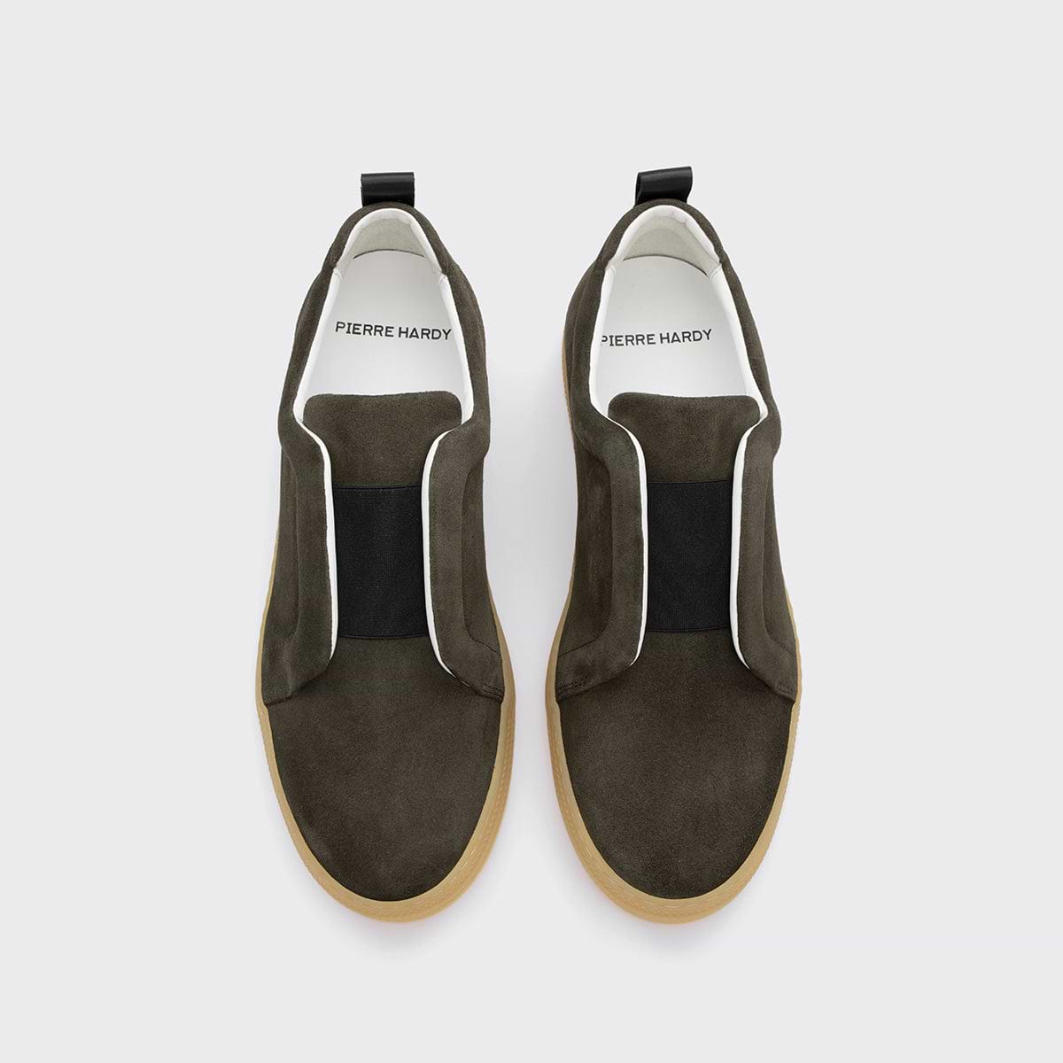 Pierre Hardy BASKETS SLIDER, cuir de veau velours kaki, vue 2
