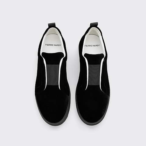Pierre Hardy BASKETS SLIDER, cuir de veau et velours noir, vue 2