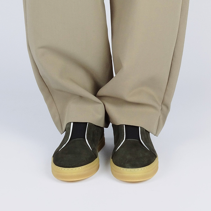 Pierre Hardy BASKETS SLIDER, cuir de veau velours kaki, vue 3