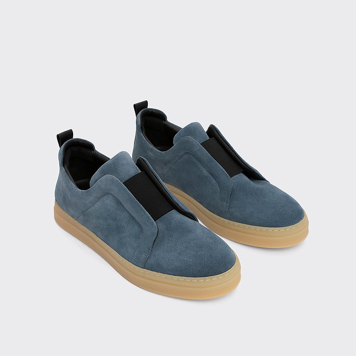 Pierre Hardy SLIDER SNEAKERS, denim blue suede calfskin and black calfskin, vue 4