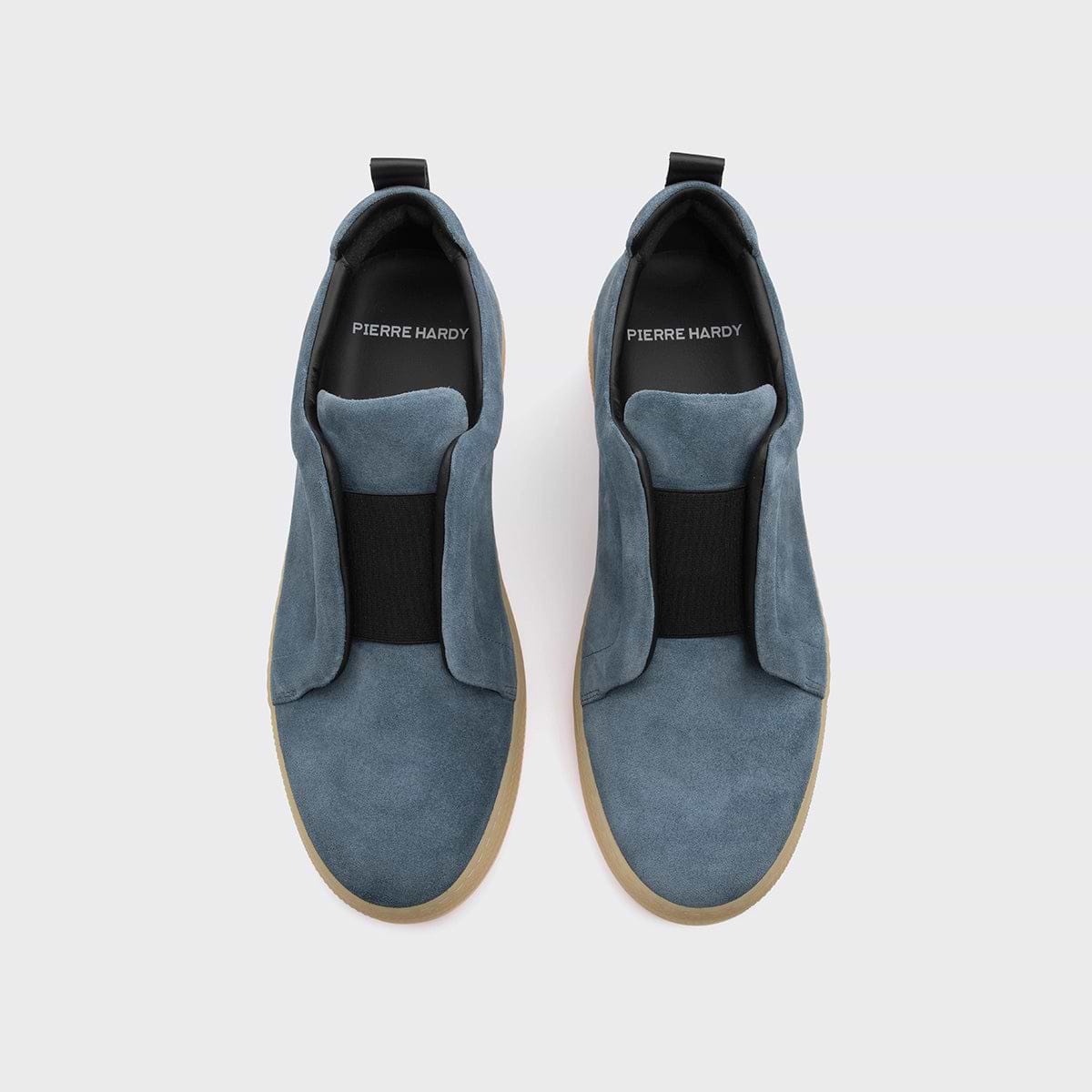 Pierre Hardy SLIDER SNEAKERS, denim blue suede calfskin and black calfskin, vue 3