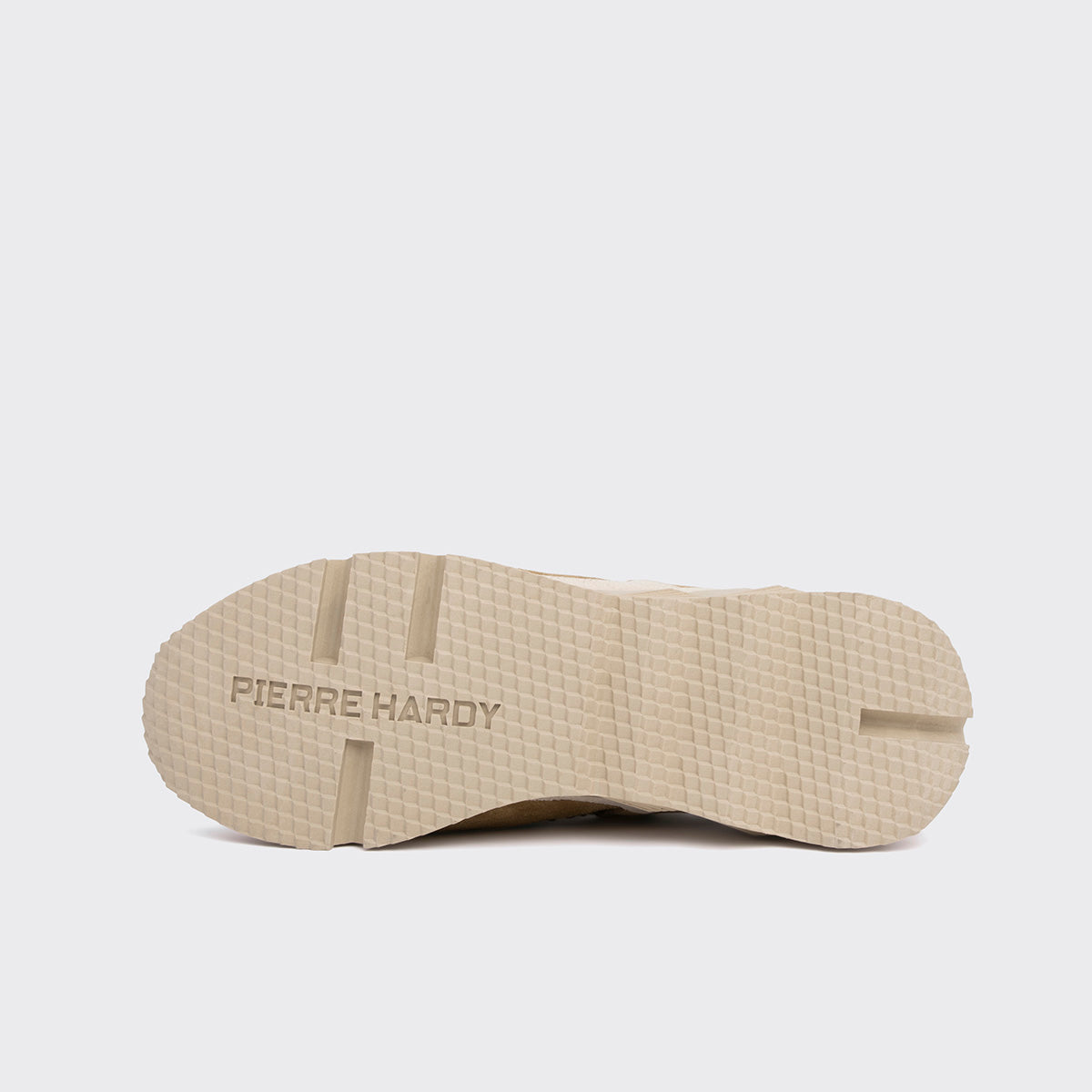 Pierre Hardy BASKETS TREK COMET, toile de nylon sable, cuir de veau velours beige & blanc cassé et cuir de veau blanc, vue 4