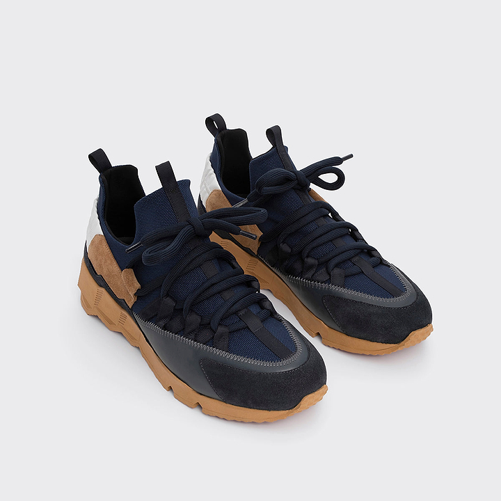 Pierre Hardy TREK COMET SNEAKERS, navy nylon canvas, white & navy calfskin and navy & sand suede calfskin, vue 6
