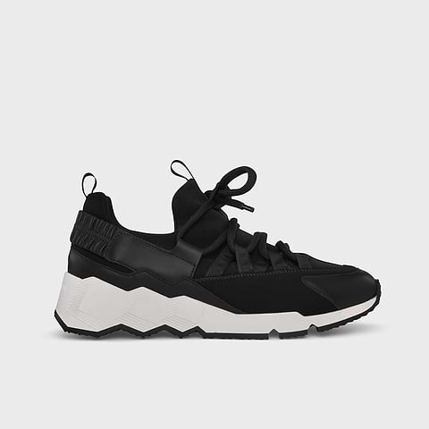 Pierre Hardy BASKETS TREK COMET, néoprène noir avec empiècements en cuir de veau noir