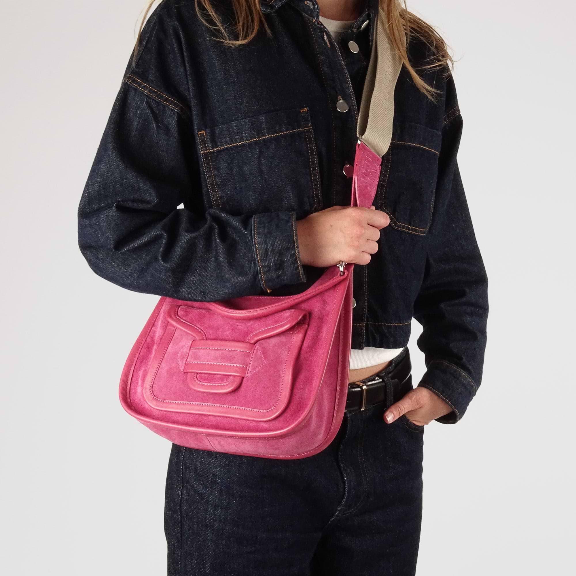 Pierre Hardy SAC ALPHA DAY, cuir de veau velours et cuir de veau rose, vue 4