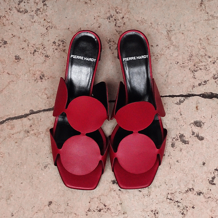 Pierre Hardy BULLES HEELED MULE, carmine red kidskin, vue 8