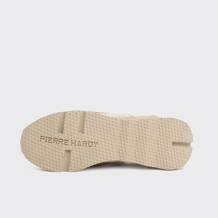 Pierre Hardy BASKETS TREK COMET, toile de nylon sable et cuir de veau velours sable & beige, vue 4