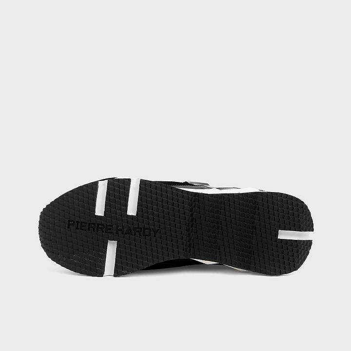 Pierre Hardy BASKETS TREK COMET, velours noir, cuir d'agneau verni noir et cuir de veau velours noir, vue 4