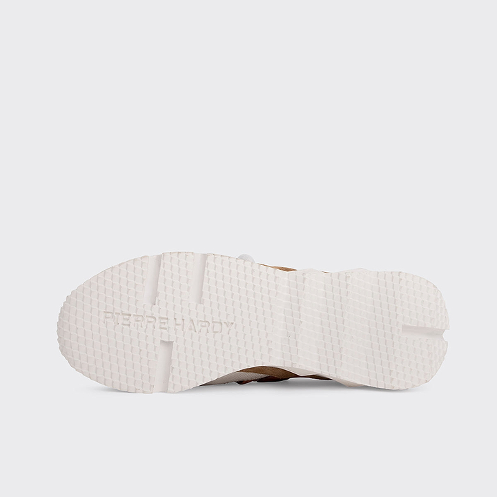 Pierre Hardy BASKETS TREK COMET, toile de nylon blanc, cuir de veau blanc & rose blush et veau velours beige, vue 7