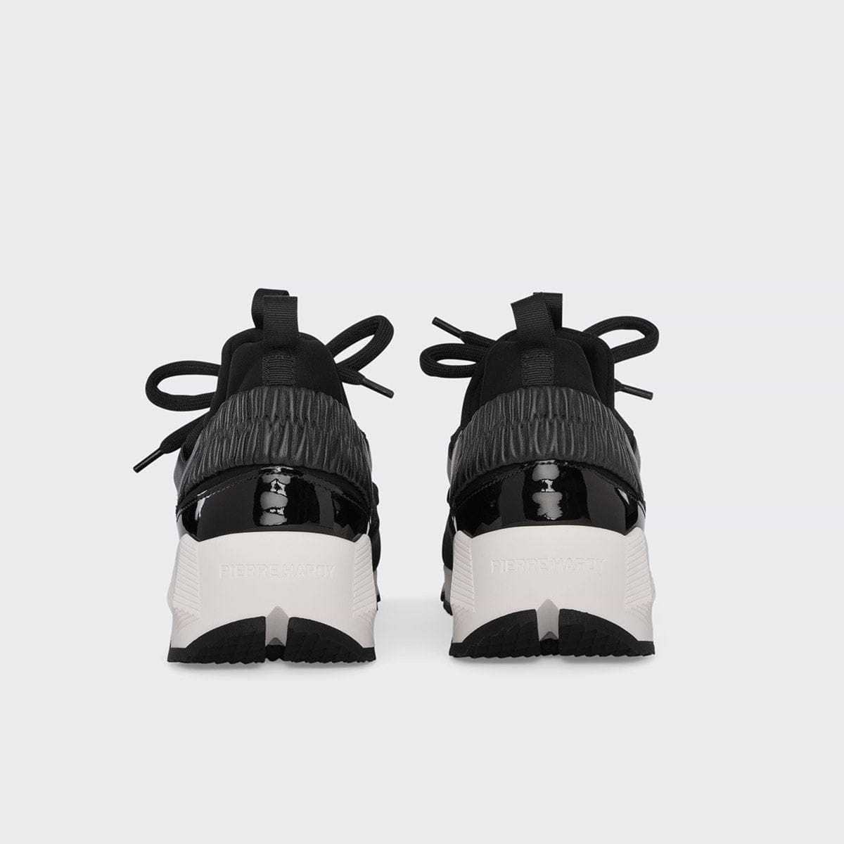 Pierre Hardy BASKETS TREK COMET, néoprène noir avec empiècements en cuir d'agneau noir verni, ainsi qu'en cuir de veau noir, vue 3