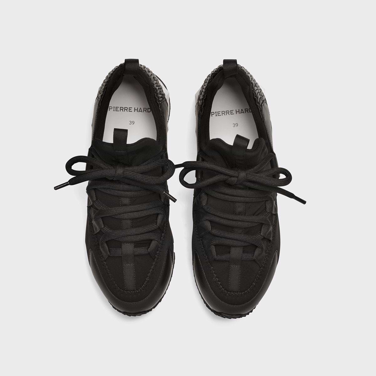 Pierre Hardy BASKETS TREK COMET, néoprène noir avec empiècements en cuir d'agneau noir verni, ainsi qu'en cuir de veau noir, vue 5