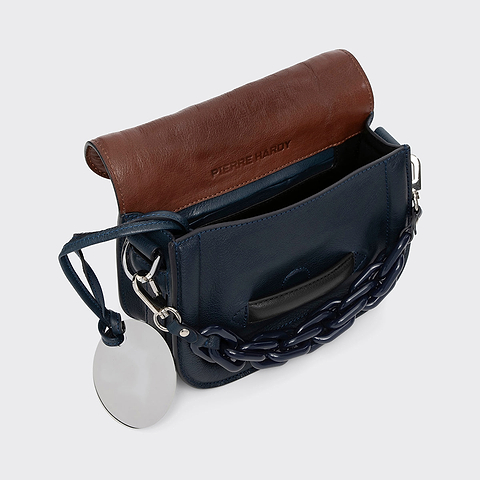 Pierre Hardy SAC MINI ALPHAVILLE, cuir de chèvre grainé bleu marine et marron, vue 2