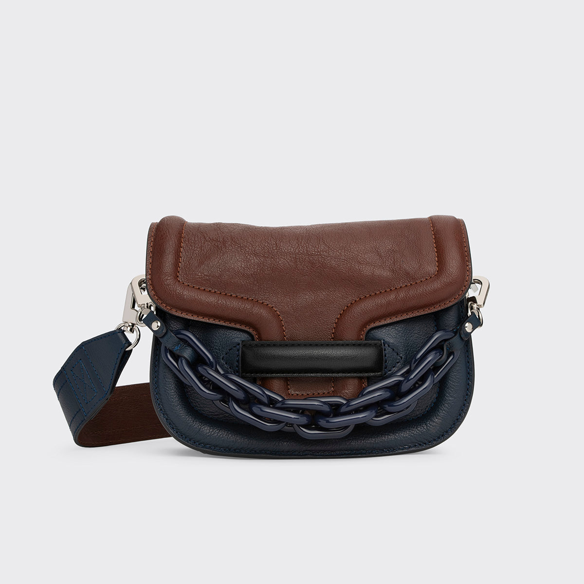 Pierre Hardy SAC MINI ALPHAVILLE, cuir de chèvre grainé bleu marine et marron