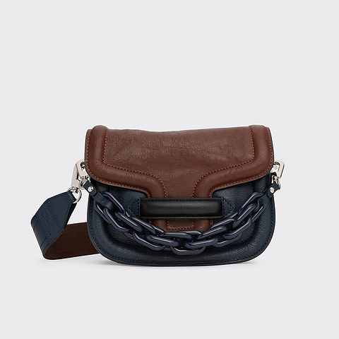 Pierre Hardy SAC MINI ALPHAVILLE, cuir de chèvre grainé bleu marine et marron