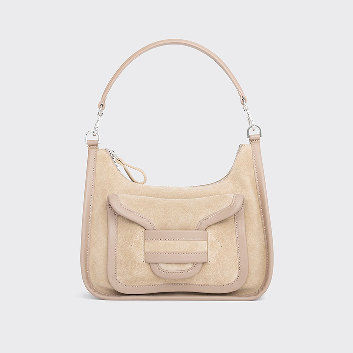 Pierre Hardy SAC ALPHA DAY, cuir de veau velours et cuir de veau beige, vue 6