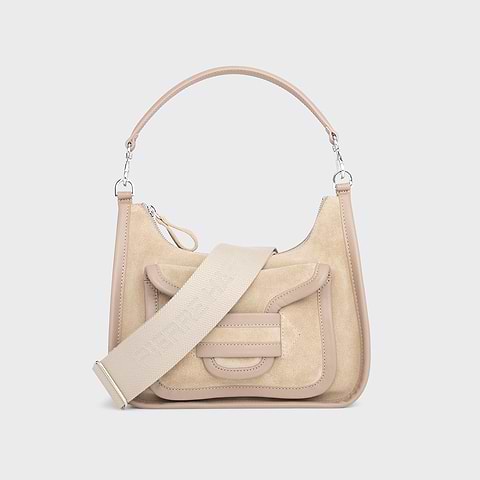 Pierre Hardy SAC ALPHA DAY, cuir de veau velours et cuir de veau beige