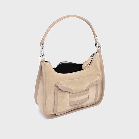 Pierre Hardy SAC ALPHA DAY, cuir de veau velours et cuir de veau beige, vue 2