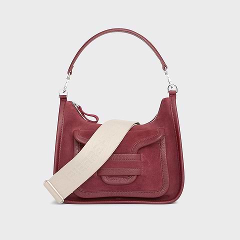 Pierre Hardy SAC ALPHA DAY, cuir de veau velours et cuir de veau grainé bordeaux