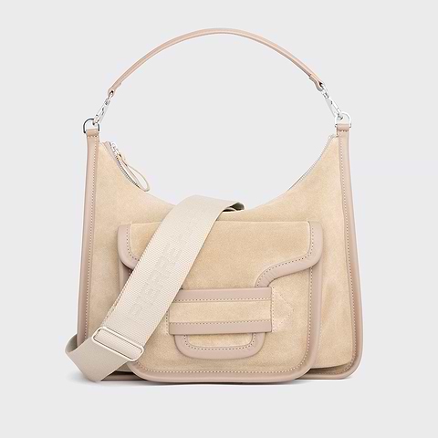 Pierre Hardy SAC ALPHA DAY MAXI, cuir de veau velours et cuir de veau beige