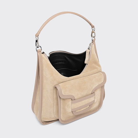 Pierre Hardy SAC ALPHA DAY MAXI, cuir de veau velours et cuir de veau beige, vue 2