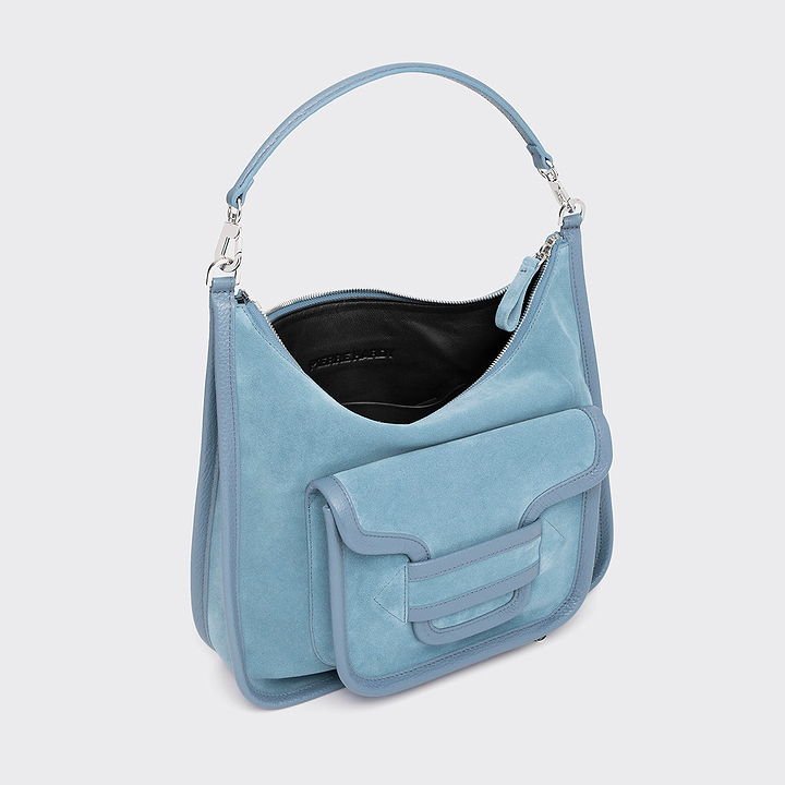 Pierre Hardy SAC ALPHA DAY MAXI, cuir de veau velours et cuir de veau grainé bleu ciel, vue 2