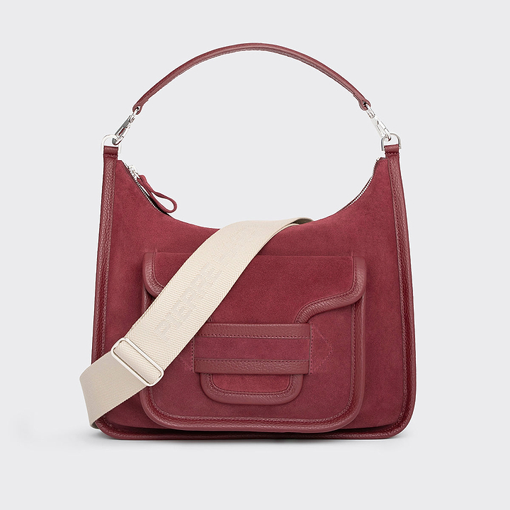 Pierre Hardy SAC ALPHA DAY MAXI, cuir de veau velours et cuir de veau grainé bordeaux