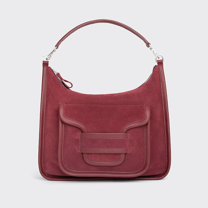 Pierre Hardy SAC ALPHA DAY MAXI, cuir de veau velours et cuir de veau grainé bordeaux, vue 7