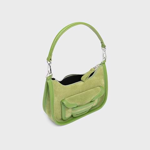Pierre Hardy SAC ALPHA DAY MINI, cuir de veau velours et cuir de veau grainé vert, vue 2
