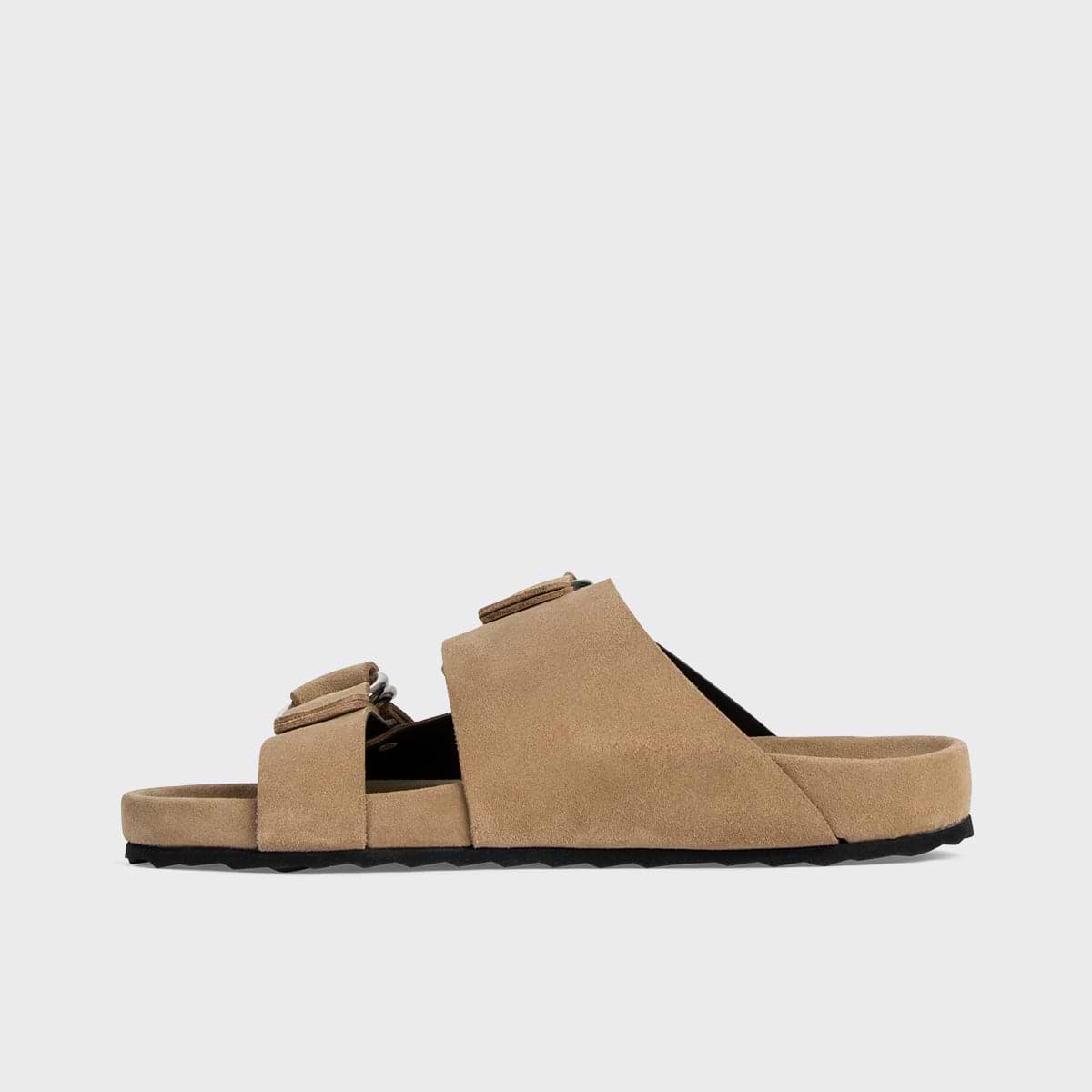 Pierre Hardy MULE PLATE BEACH RIDER, veau velours sable, vue 6