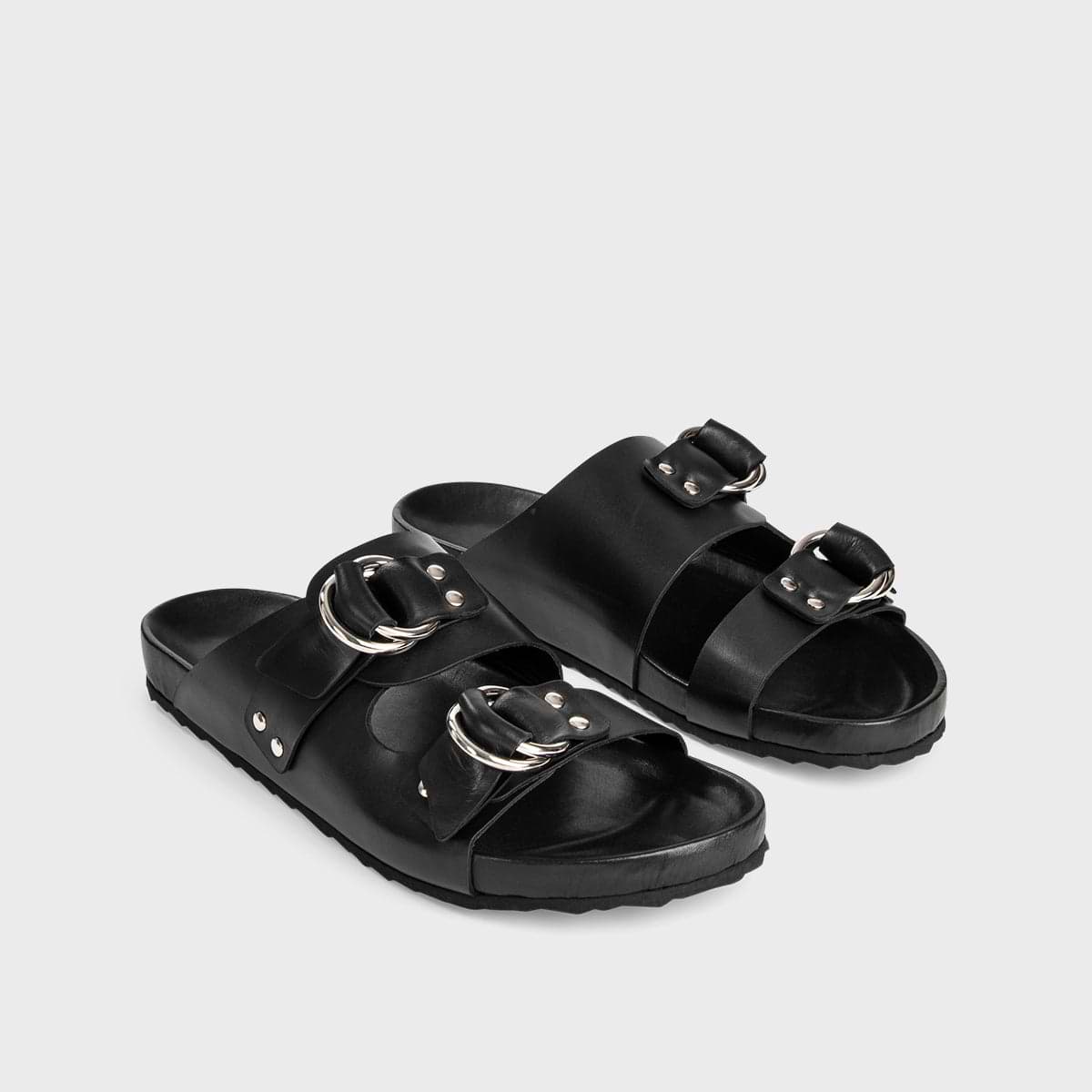 Pierre Hardy MULE PLATE BEACH RIDER, cuir de veau noir, vue 7