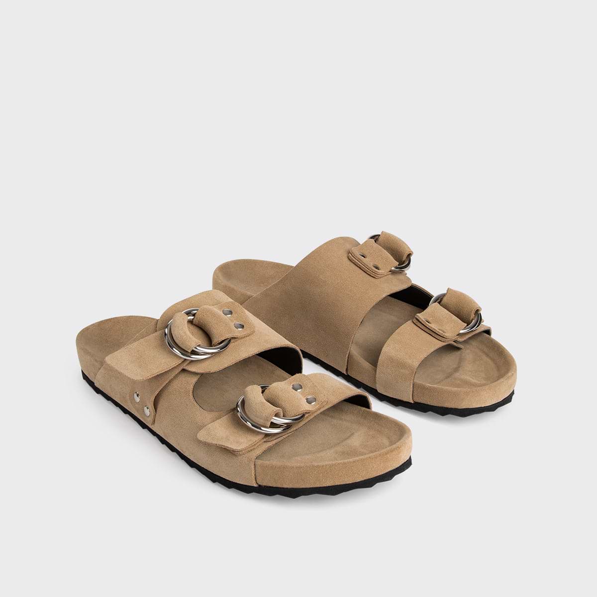 Pierre Hardy MULE PLATE BEACH RIDER, veau velours sable, vue 5