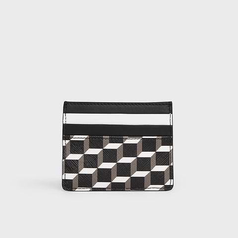 Pierre Hardy PORTE-CARTES, toile enduite cube perspective noir & blanc, vue 2
