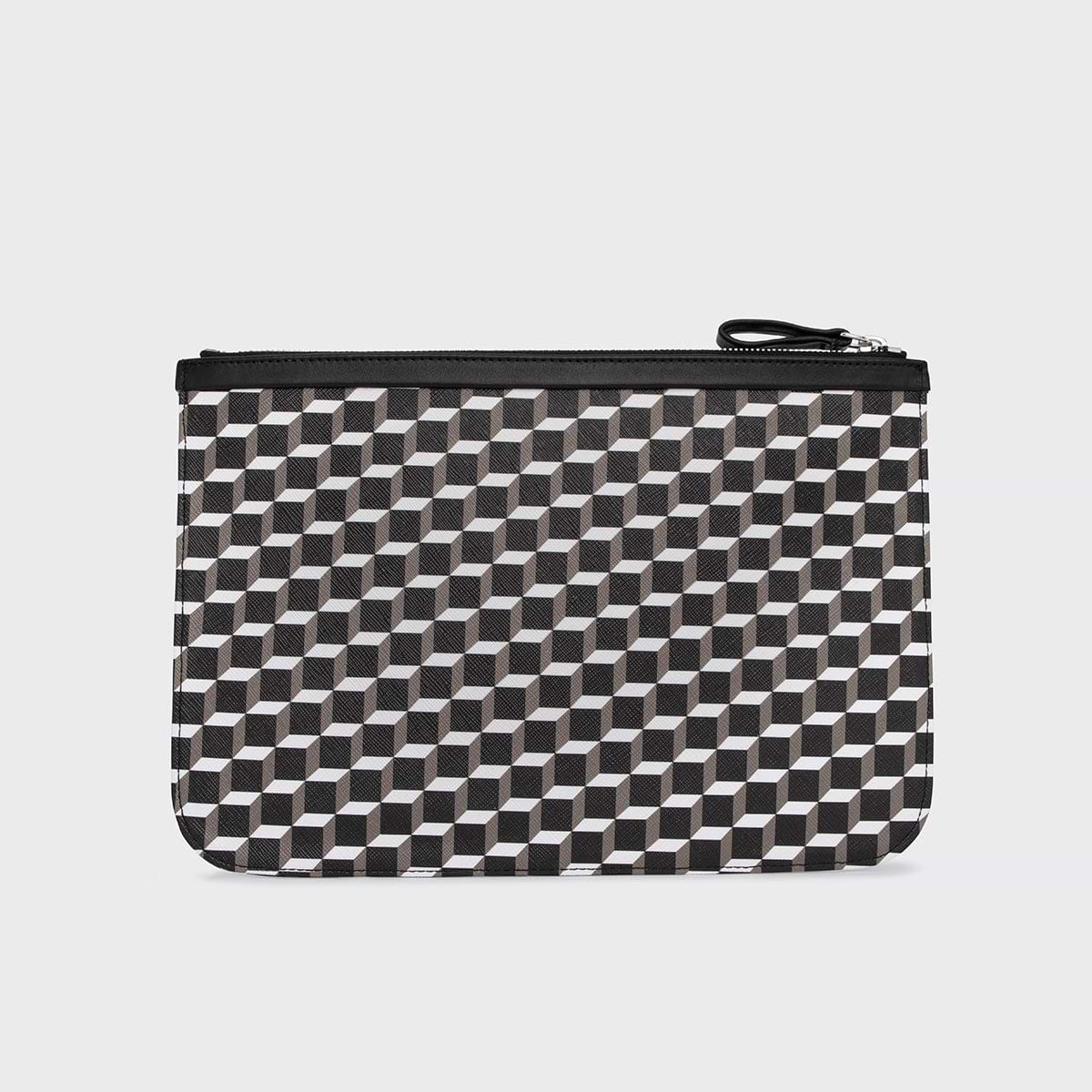 Pierre Hardy POCHETTE, toile enduite cube et cuir de veau noir, vue 3