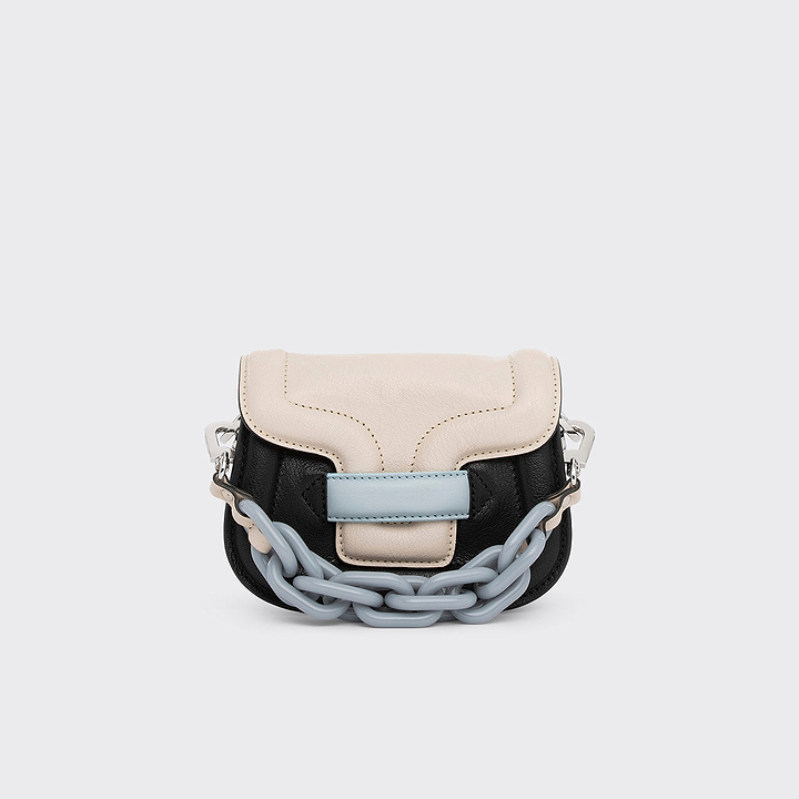 Pierre Hardy MICRO ALPHAVILLE BAG, off-white & black grained kidskin and light blue lambskin, vue 7