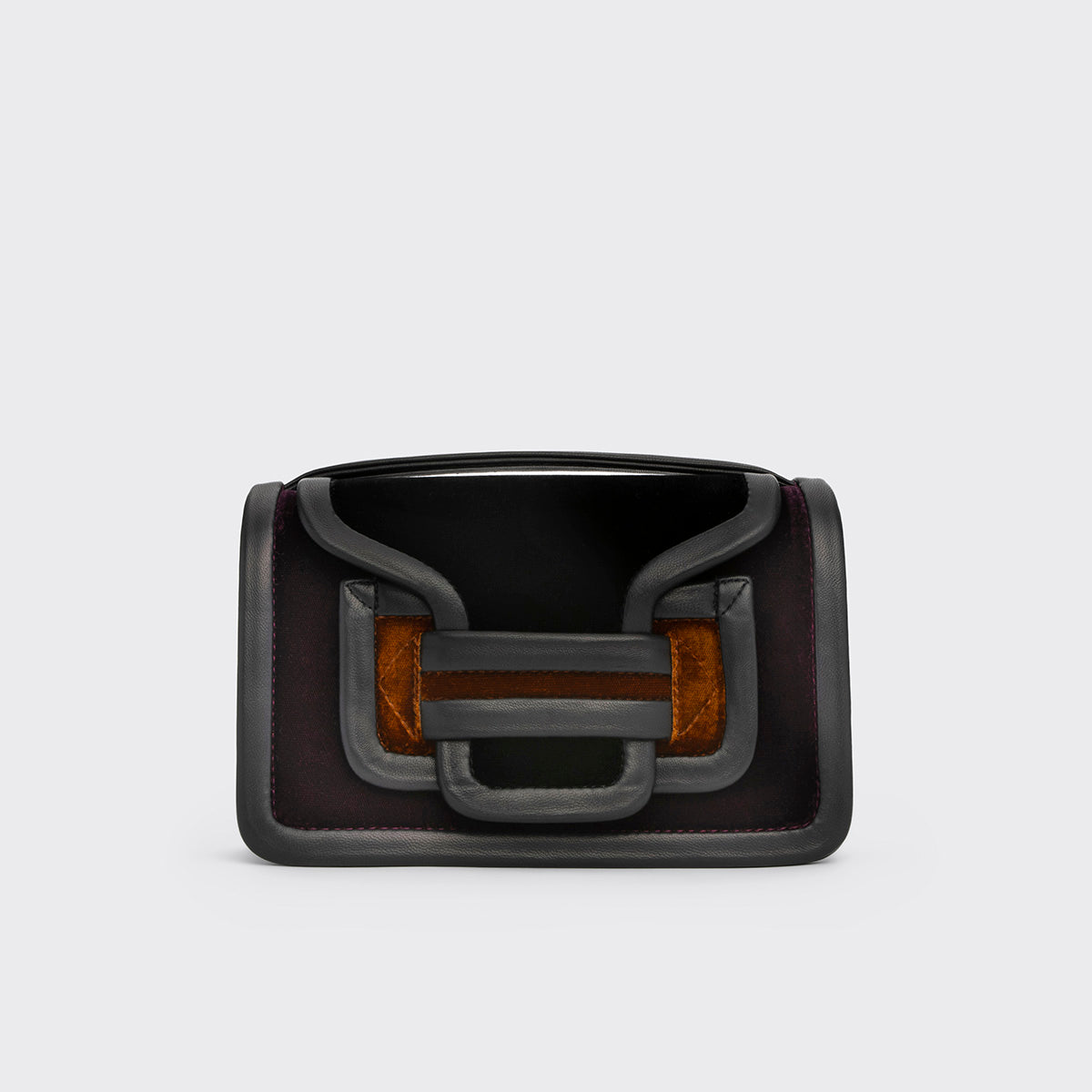 Pierre Hardy SAC À MAIN ALPHA, velours noir, prune & camel et cuir d'agneau noir, vue 7
