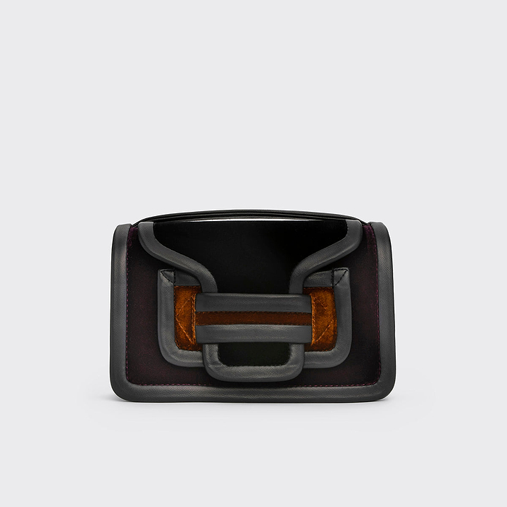 Pierre Hardy SAC À MAIN ALPHA, velours noir, prune & camel et cuir d'agneau noir, vue 7