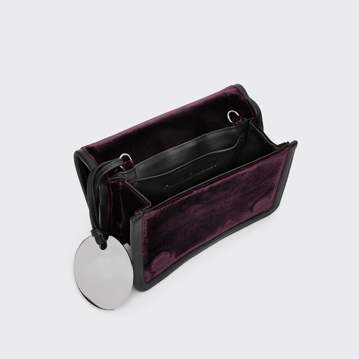 Pierre Hardy SAC À MAIN ALPHA, velours noir, prune & camel et cuir d'agneau noir, vue 2