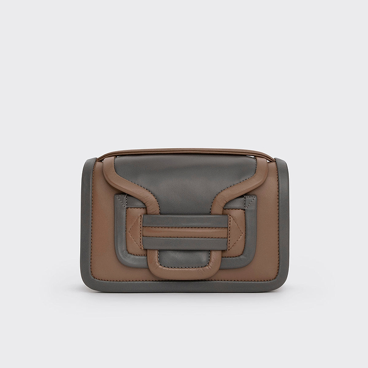 Pierre Hardy SAC À MAIN ALPHA, cuir de veau gris & camel, vue 8