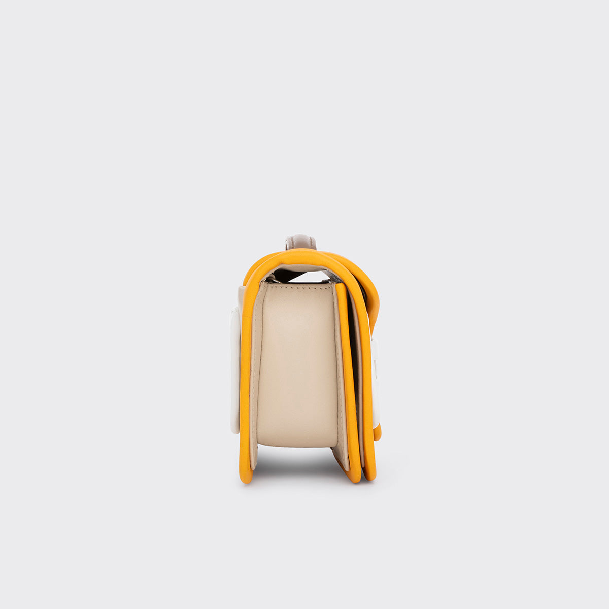 Pierre Hardy SAC À MAIN ALPHA, cuir de veau camel, blanc cassé, blanc & mandarine, vue 6