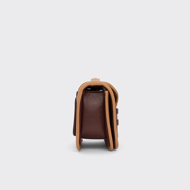 Pierre Hardy SAC À MAIN ALPHA, cuir de chèvre grainé bordeaux et camel, vue 6