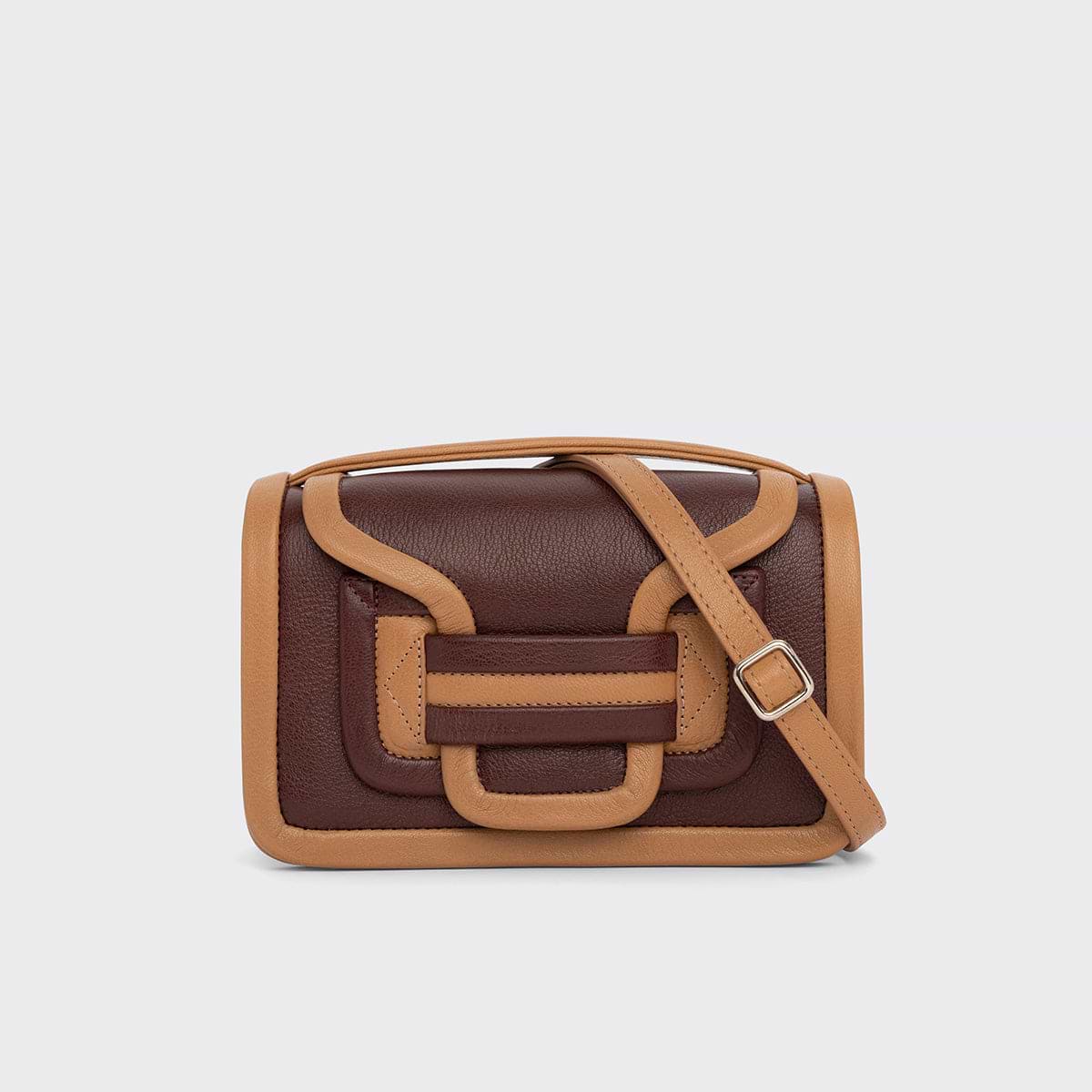 Pierre Hardy SAC À MAIN ALPHA, cuir de chèvre grainé bordeaux et camel