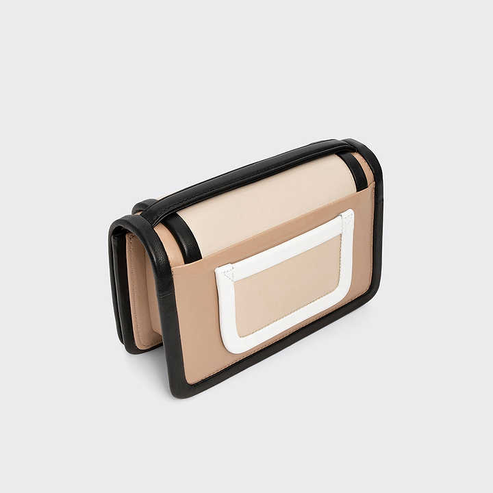 Pierre Hardy SAC À MAIN ALPHA, cuir d'agneau beige & noir et cuir de veau blanc & blanc cassé, vue 5