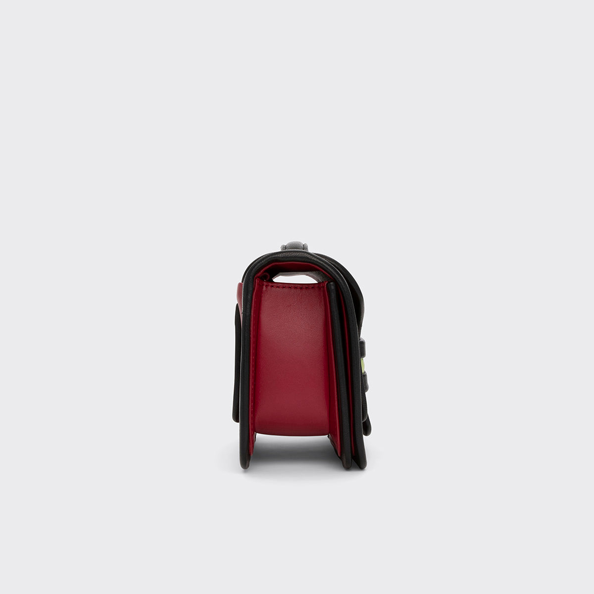 Pierre Hardy ALPHA HANDBAG, carmine red, lilac, anise and black lambskin, vue 4